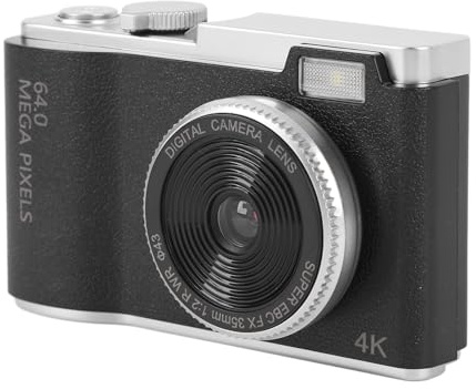 Jectse Fotocamera Digitale da 6k 64mp, Fotocamera Vlogging per Bambini con Zoom Digitale 16x, Punto Digitale e Fotocamera da Tiro, Fotocamera Selfie da 2,4 Pollici con Fotocamera (32GB)