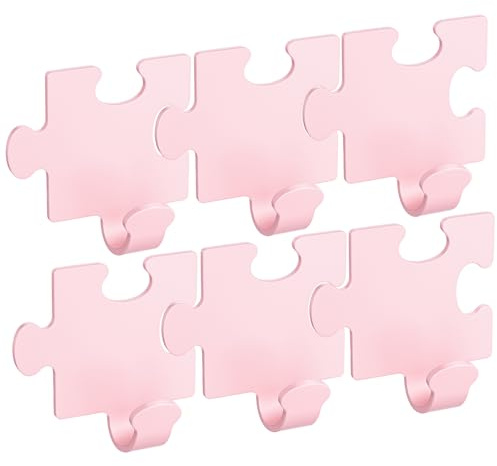 Tindbea 6-Pack Colorful Adhesive Hooks,Heavy Duty Towel Robe Hook Rack Wall for Towels Coats Hats Waterproof & Rustproof Stainless Steel, Damage-Free Sticky Hooks for Bathroom, Kitchen (Pink)