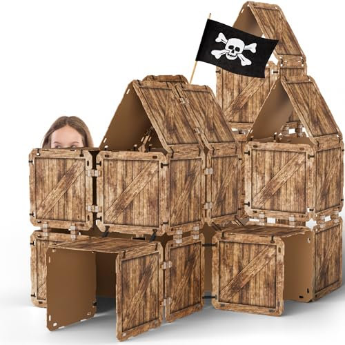 Fort Bauplatten Set XXL – 126 Teile – Stabil & Umweltfreundlich – Baukasten für Kinder – Hütten Bauset für Zelt, Burg oder Versteck – Indoor & Outdoor Bauspielzeug – Konstruktionsspielzeug