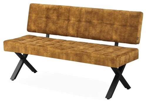B&D home Sitzbank Karen gepolsterte Esszimmerbank 160 cm Polsterbank für Esszimmer, Garderobe, Küche Industrial modern Design Gelb, 11314-160-GELB