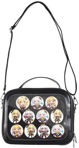 Sac à bandoulière japonais Kawaii Ita avec panneau d'affichage transparent, porte-épingle pour femme, sac à main multi-poches étanche inspiré de Lolita