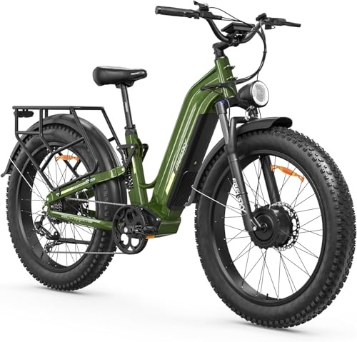 FREESKY Ranger Air Dual Motor Electric Bike for Adults 200Nm Fast Ebike 105Miles Long Range Electric Mountain Bike,48V 25Ah Battery 26 Fat Tyre E Bicycle with Hydraulic Brake