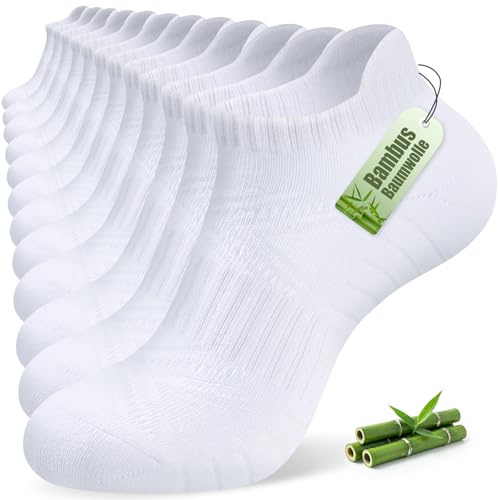SockWaddles Chaussettes Sneaker Homme Femme en Bambou et Coton, 6 Paires Chaussettes de Sport Respirantes pour Running, Chaussettes Courtes Rembourrées, Socquettes de Course