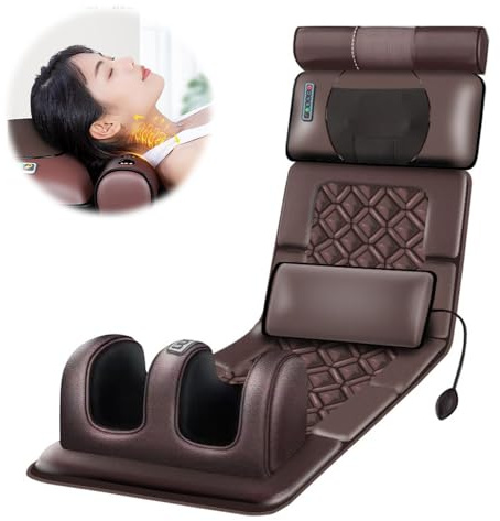 Matelas de Massage Complet du Corps,3D Coussin Chauffant Tapis de Massage Électrique,10 Têtes de Massage,3 Modes,5 Intensités,Pliable Matelas De Massage,Soulage Douleurs Musculair (A)