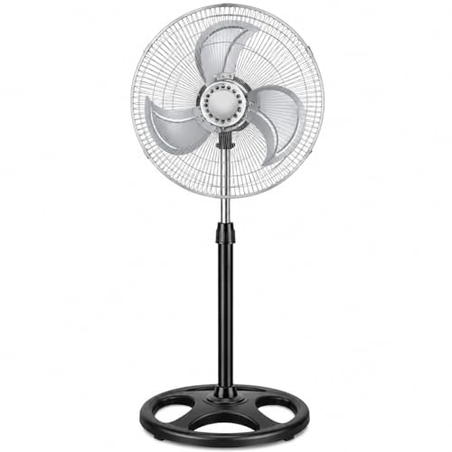 Ventilador de Pie 18 Pulgadas 75W, 3 Velocidades, Oscilación Automática 120°, Altura Regulable, Aspas Metálicas, Inclinación Ajustable, Ventilador Potente para Hogar, Oficina, Taller y Salón(K-02)