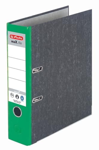 Herlitz Ordner maX.file nature, Pappe, Wolkenmarmorbezug, Kantenschutz, standfest, A4 8 cm, grün