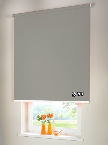 Verdunkelungsrollo Mittelzugrollo Springrollo Rollo Verdunkelung 140 x 260 cm / 140x260 cm grau