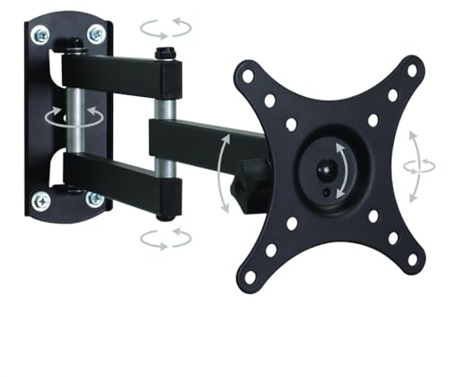 Benross TV Wall Bracket for 10-23 Inch TVs & Monitors, Tilt & Swivel Wall Mount, Extendable Arm, Max 20kg, VESA 50x50 / 75x75 / 100x100, Steel TV Bracket for Bedroom, Kitchen, Office & Caravan