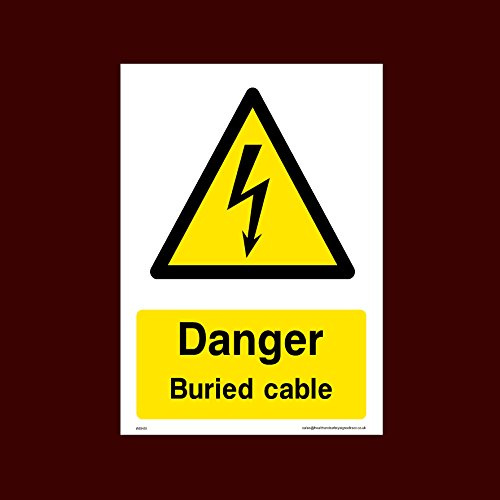 USSP&S Danger Buried Cable Plastic Sign (WEH51) - Electric Hazard, Voltage, Danger of Death, Cables, Wires, Electric Fence