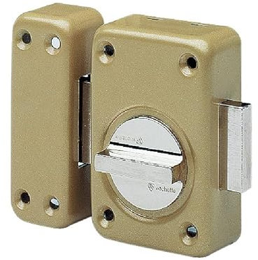 Verrou à bouton bronze - Cylindre 45 mm - Pêne 110 mm - Série V136 - Vachette