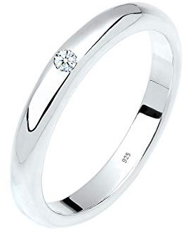 Elli DIAMONDS Ring Damen Solitär Klassiker mit Diamant (0.03 ct.) in 925 Sterling Silber