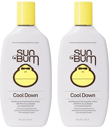 Sun Bum Cool Down Aloe Vera Lotion - Vegan After Sun Care with Cocoa Butter to Soothe and Hydrate Sunburn - Travel Size - 3 oz
