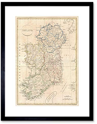 Wee Blue Coo 1799 Clement Cruttwell Map Ireland Vintage Art Print Frame F12X001
