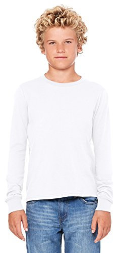 BELLA+CANVAS Youth Jersey Long-Sleeve T-Shirt M White
