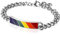 Flongo Partner Armband, Edelstahl Armband Armreifen Armkette Silber Mehrfarbig Regenbogen Streifen Gay Pride Schwul Homosexual Homosexuell Panzerkette Kette Partnerarmbänder Herren