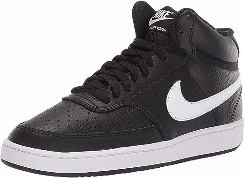 NIKE Wmns Court Vision Mid, Sneaker Donna, Black/White, 37.5 EU