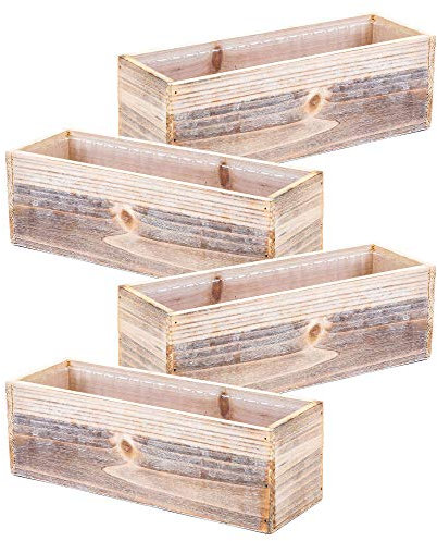Pflanzkasten aus Holz, rustikal, weiß getüncht, Kunststoffeinsatz, 30,5 x 10,2 cm, rechteckiger Blumen-Halter, Naturholzdekoration, Landhausstil, Heim- und Hochzeitsdekoration, Gartendekoration