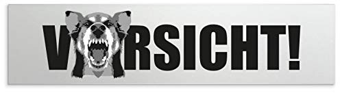 Kinekt3d Leitsysteme Schild/Türschild 160 x 40 x 1,5 mm - Aluminium Vollmaterial eloxiert - Oberfläche in geschliffener Edelstahloptik - 100% Made in Germany (Vorsicht bissiger Hund 001)