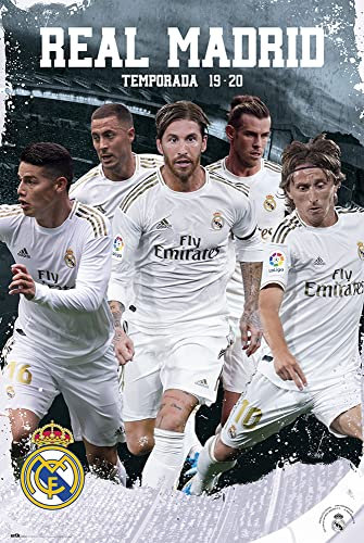 Real Madrid Fußball Team Action 19/20 - Sport Poster Fussball - Grösse 61x91,5 cm + 2 St Posterleisten Kunststoff 62 cm transparent