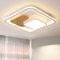 Style home 93W LED Deckenleuchte Holz Deckenlampe, 52 * 52 * 8.5cm, dimmbar mit Fernbedienung, quadratische Leuchte für Wohnzimmer Schlafzimmer Büro Küche Flur (Holz)