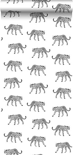 ESTAhome papier peint léopards noir et blanc - 139176-0,53 x 10,05 m