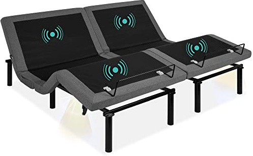 Best Choice Products Ergonomic Split King Size Adjustable Bed Frame, Electric Base w/Wireless Remote Control, Nightlight, Massager, 2 USB Ports
