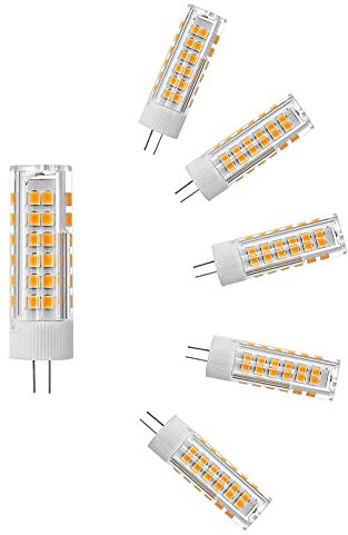 ZHIYUE 6er G4 7W LED Glühbirnen Warmweiß 3000k 700 Lumen AC220-240V Nicht dimmbar Ersetzen G4 70w Halogenbirne, 360° Beam Bi-Pin G4 Sockel JC Typ,Wohnzimmer Kronleuchter,Wandleuchten,Küche