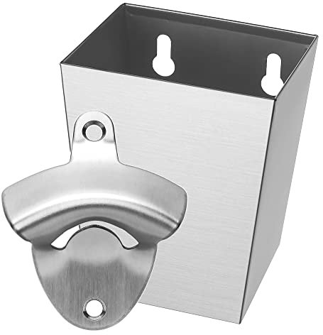 Jumiok Outdoor Stainless Steel Beer Bottle Opener Wall Mounted with Cap Catcher Narrow Drain Holes Bundle