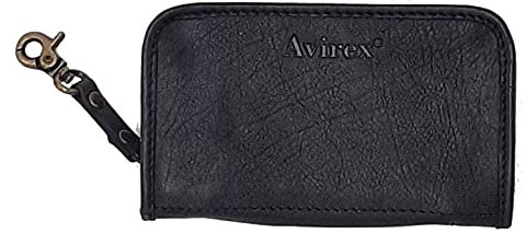 Avirex Collection Ontario Trousse porte-clés en cuir vintage pour homme Noir