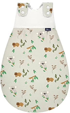 Alvi Baby Mäxchen Außensack koalas world/Ganzjahresschlafsack mitwachsend/Babyschlafsack größenverstellbar/Alvi Kinderschlafsack ohne Ärmel/für Jungen und Mädchen ab 0 Monate, Beige/Braun
