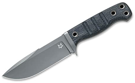 Fox Knives Taschenmesser FOX FX-103 MB BLACK JUTE M - Feststehendes Messer - ideal als Outdoormesser - Mit Lederscheide - Gesamtlänge: 23,1cm
