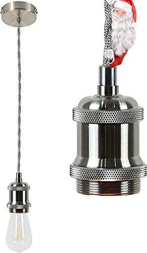 ZMH E27 Lampenaufhängung Vintage Lampenfassung Silber Hängefassung mit 1.3M Kabel Edison Schnurpendel Industrial Pendleuchte mit Baldachin Deckenbefestigung für Wohnzimmer Esszimmer Bar Kneipe Keller