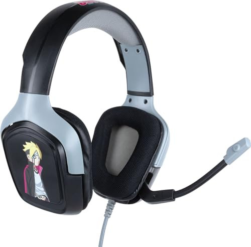 Konix Boruto Naruto Next Generations Casque Gaming Filaire PS4, PS5, Switch et Xbox - Microphone 45° - Câble 1,5 m - Prise Jack 3,5 mm - Noir et Gris