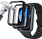 Acadeny 2-Stück Hülle Mit Gehärtetes Glas Displayschutz Kompatibles für Huawei watch fit 2,9H Härte 360° Rundum Schutzhülle Ultradünne Schutz PC Case Cover,schwarz+ blau
