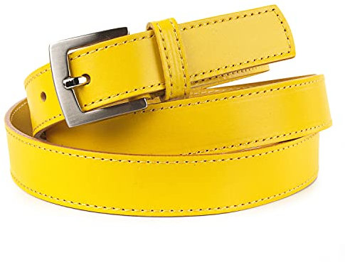JASLEN - Damen Gürtel - Vielseitig und Langlebiger Ledergürtel Damen mit Metallschnalle - Hochwertiger, Eleganter Ledergürtel für Frau, Täglicher Gebrauch Brand Damengürtel, Gelb