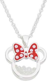 Disney Minnie Silver Plated October Brass with Red enamel Bow Birthstone Floating Stone Necklace CF00308SOCTL-Q.PH