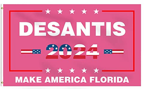 KROMNOUR Desantis 2024 Make America Florida Amerikanische Flagge, 90x150 cm, Desantis for President in 2024 Flagge, Frauen für Desantis 3 5 Flagge, Polyester, Outdoor-Dekor mit 2 Messingösen (Rosa)