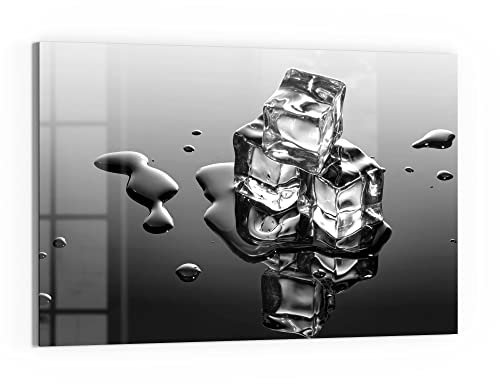 DEQORI Glas-Magnettafel | 90x60 cm groß | Motiv Schmelzende Eiswürfel | Memo-Board aus Glas | Magnetboard inkl. Magnete, Stift & Tuch für Küche & Büro | Tafel magnetisch & beschreibbar