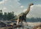 wandmotiv24 Fototapete Brachiosaurus Dino im Wasser, 200 x 140cm - selbstklebende Strukturtapete, Wanddeko, Wandbild, Wandtapete, Dinosaurier Natur M6019