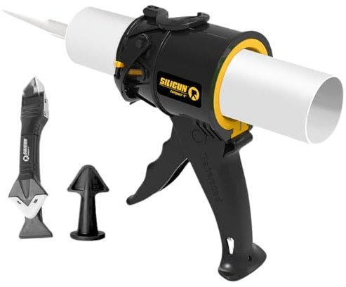 SILIGUN Caulking Gun - Anti Drip Extreme-Duty Caulking Gun - Patented New and Innovative Design - Lightweight ABS Frame - for The Smallest to The Largest Jobs (SILIGUN Complete Kit)