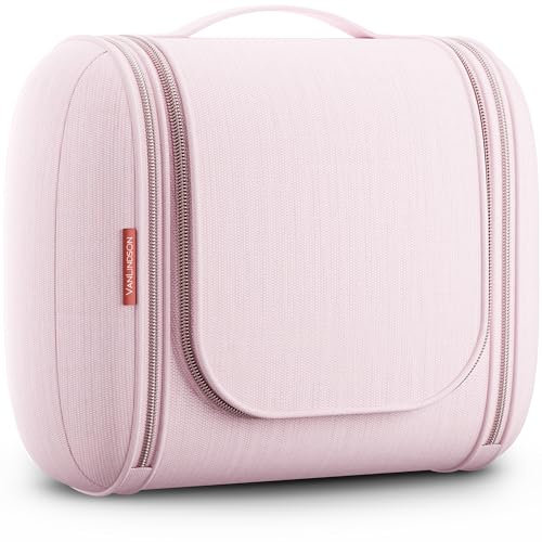 Beauty Case da Viaggio [Capacità 8L, Design 2025] | Trousse Organizer, Porta Trucchi con Gancio, Borsa da Bagno Pratica per Viaggio - Ideale Uomo/Donna (Pizzo Rosa)