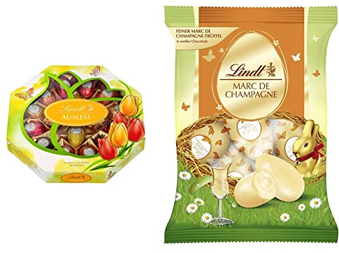 Lindt Schokolade Auslese-Eier | 288 g | 2 x Cresta & Schokolade Trüffel Eier | 3 x 90 g | Feinster Marc de Champagne-Trüffel in weißer Schokolade | Oster Schokolade | Schokoladengeschenk
