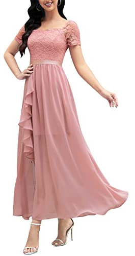 Wedtrend Abendkleider Damen Brautkleider Sommerkleid Damen Elegant Maxi A Linie Cocktailkleid WT0301 Blush S