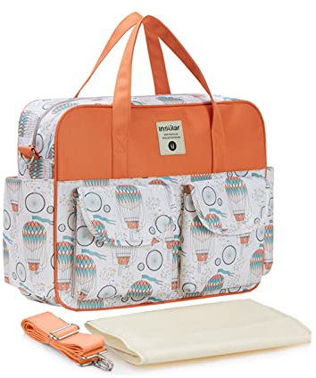 SONARIN Elegante Borsa Fasciatoio per Neonato di Grande Capacità, Tracolla Portatile Impermeabile per Pannolini da Viaggio con Spalline & Fasciatoio (Palloncino)