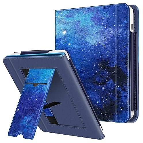 Fintie Hülle für Tolino Vision Color (2024)/Vision 6 (2021) & Kobo Libra Colour (2024)/Libra 2 (2021) 7 Zoll - Kickstand Hülle mit Kartenfach Handschlaufe und Auto Sleep/Wake, Sternenhimmel