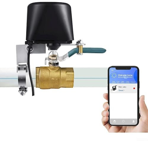 Valvola intelligente per acqua, valvola di intercettazione acqua con controllo vocale/WiFi, valvola intelligente wireless compatibile con -Alexa e -Google per cucina/giardino/fattoria, non è nece