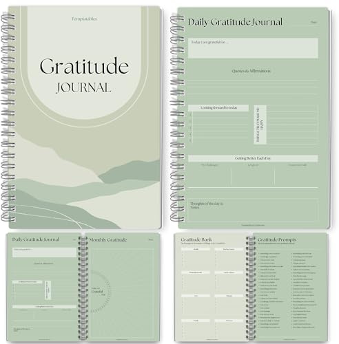 Gratitude & Mindfulness Journal - 90 Day Template, Self Care Planner, Positivity Diary, Daily Gratitude Jar, Wellness, Manifestation | A5 (Green)