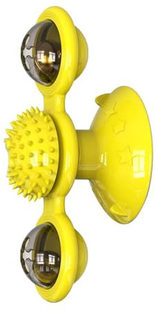 Jouet pour Chat Moulin à Vent, Jouet pour Chaton Moulin à Vent Rotatif pour Le Mur (Yellow)
