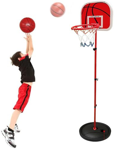 Desert Dress Basketballkorb Kinder Basketballkorb und Ständer Verstellbares Basketballnetz im Alter von 3-8 Jahren Indoor oder Outdoor Basketballkorb 73-170cm mit Basketball und Pumpe
