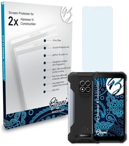 Bruni Screen Protector compatible with Hammer H Construction Protector Film, crystal clear Protective Film (2X)